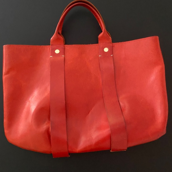 Clare V Red Leather Tote - Picture 1 of 6